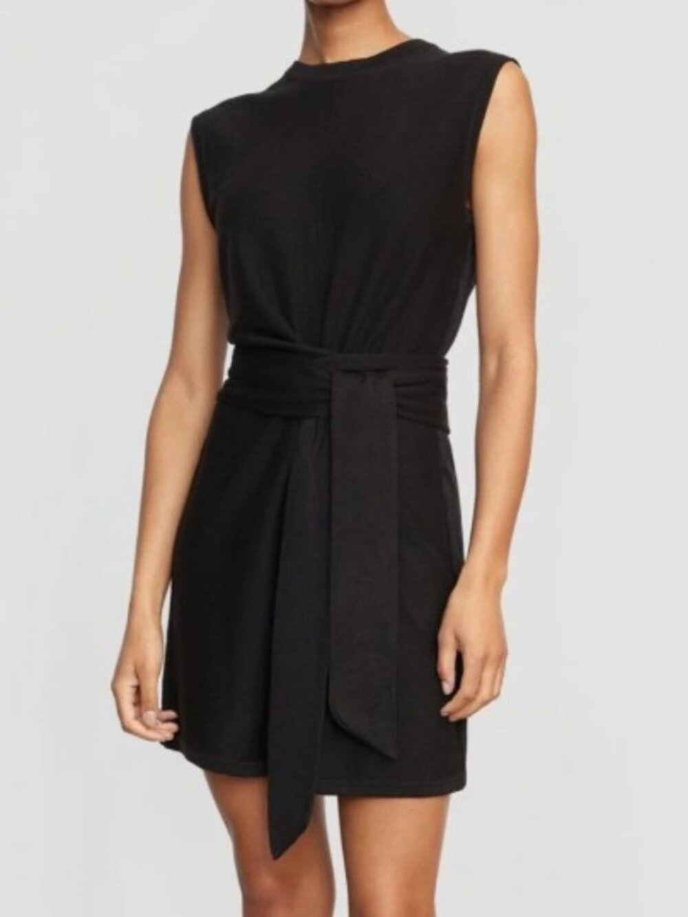 Modern Citizen Brand Women's Small Rini Linen Cotton Tie Front Mini Dress Black